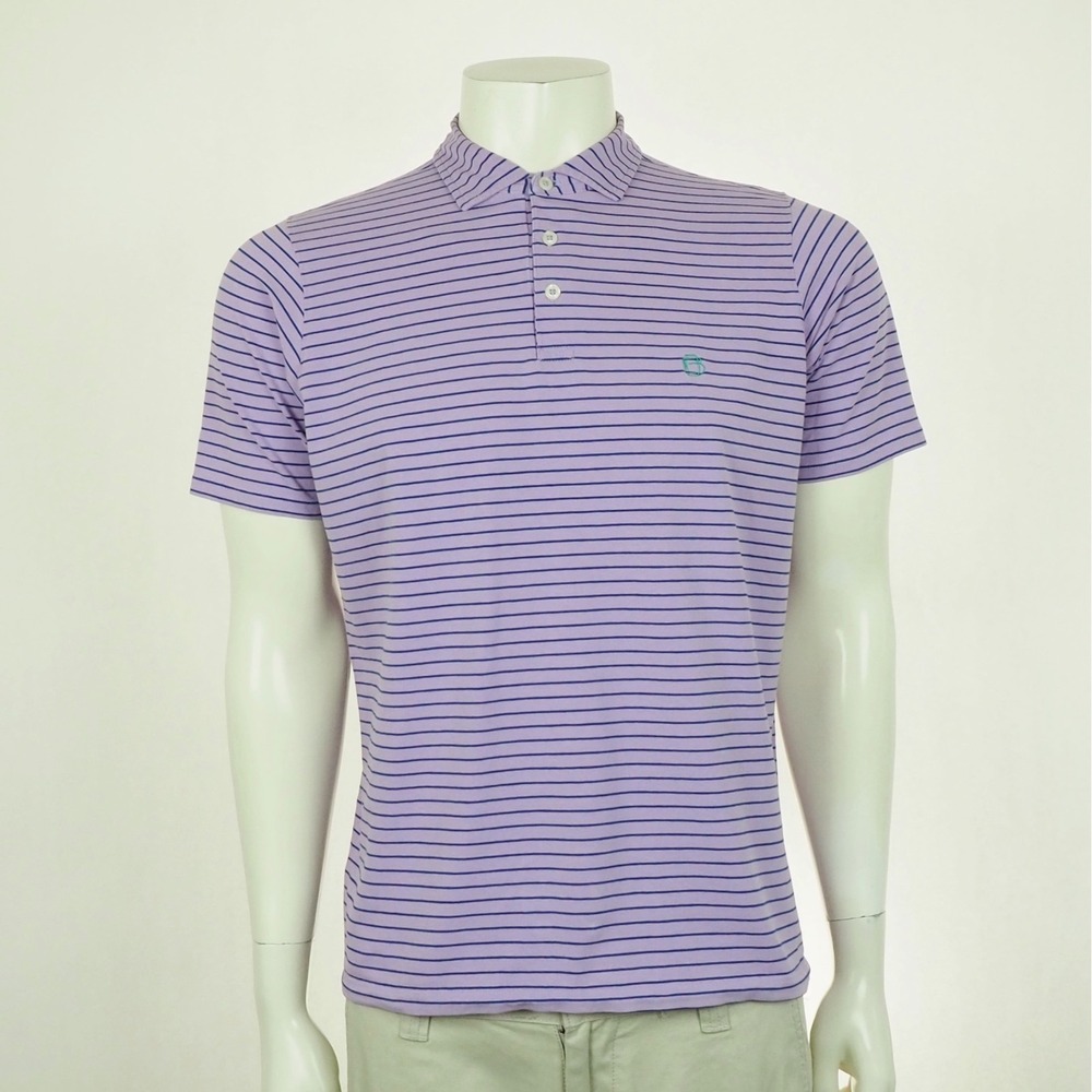 B.Draddy USA Golf Polo Shirt Mens Small Heather Purple Striped Pima Cotton Blend